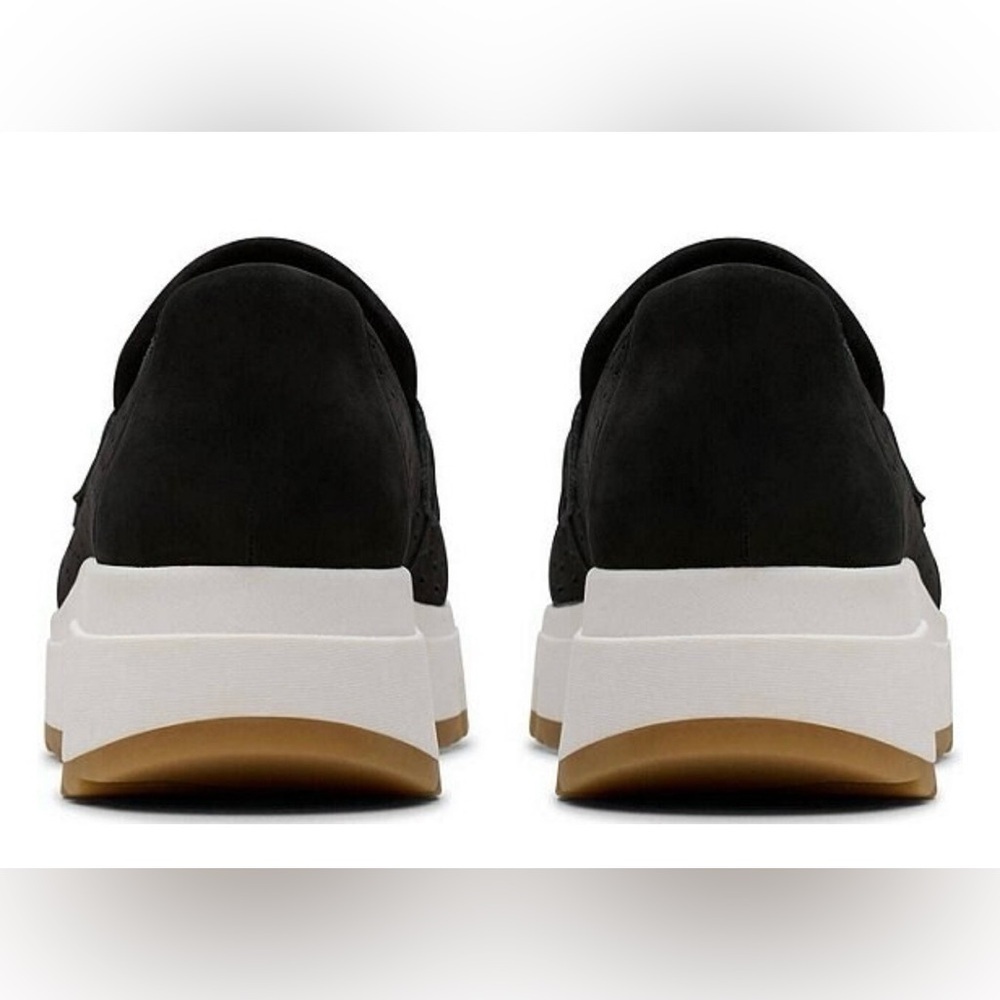 Clarks Loriini Edge Black Nubuck Suede Perforated Platform Loafers NIB Sz 10 - Picture 4 of 11